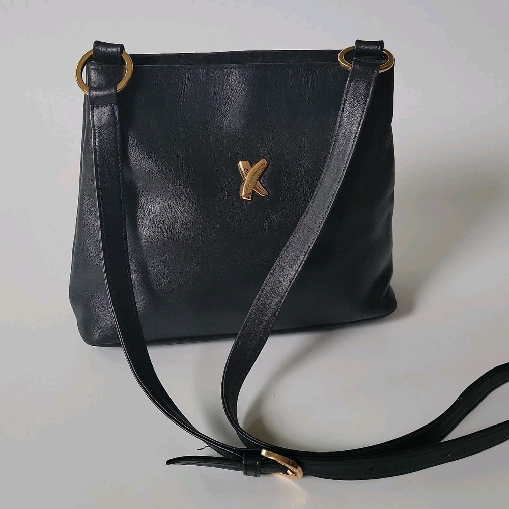Vintage Paloma Picasso Shoulder Bag Black Italian Leather Classic Minimalist